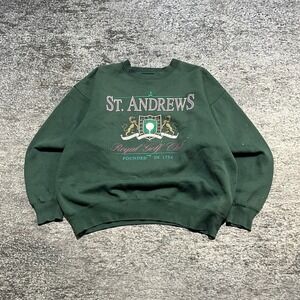 Vintage St. Andrews Royal Golf Club Crewneck Sweatshirt Mens XL Green 90s